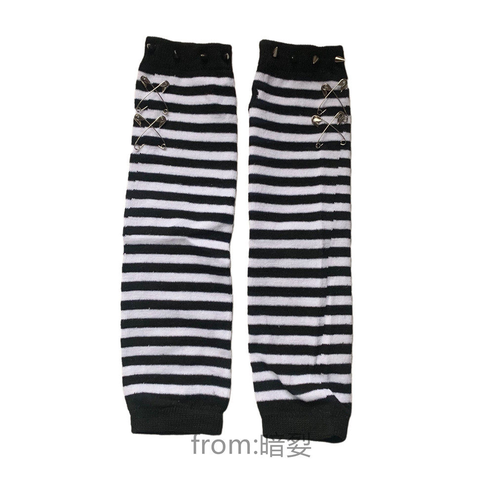 DARK PUNK PIN RIVET DARK HARAJUKU STRIPE CROPPED FINGER SLEEVE JK HAND SLEEVE Y2K BABES MILLENNIUM