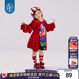 年衣童装长袖连衣裙女童秋冬新款儿童公主裙重工A字裙礼服表演服