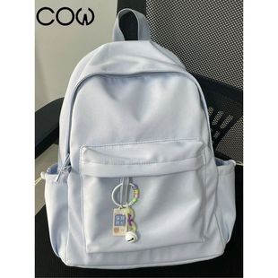 COW日系书包女大学生韩版ins纯色简约初高中生双肩包少女校园背包