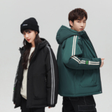 冬季防风保暖标白鸭绒连帽外套袖条羽绒服情侣款B247-236-p125，男装羽绒服，电商B247