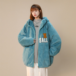 22年冬季新款绣花衣纯色羊羔毛外套女宽松DS-B247-F252-P145图片