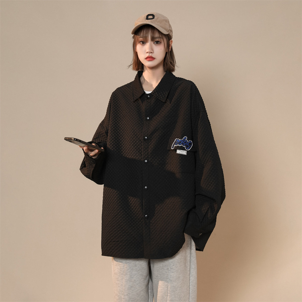 2023年春新款休闲流行衬衣小清新平铺男女同款款DS-B247-F29-P75,男装衬衫,电商B247