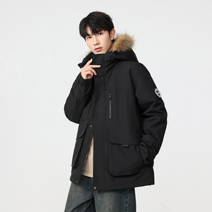 冬季暖标防风防寒白鸭绒连帽外套羽绒服情侣款B247-5299-p375图片