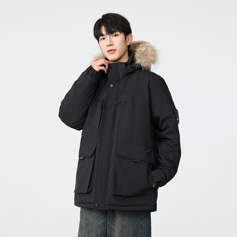 冬季保暖标白鸭绒大毛领连帽外套羽绒服情侣款B247-5355-p385,男装羽绒服,电商B247