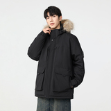 冬季保暖标白鸭绒大毛领连帽外套羽绒服情侣款B247-5355-p385，男装羽绒服，电商B247