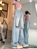 夏季破洞牛仔裤女欧美高街美式hiphop宽松直筒DS-B247-K56-P58，男装牛仔裤，电商B247