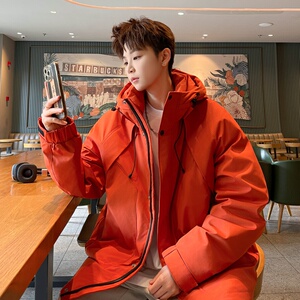 冬新标防寒白鸭绒连帽外套羽绒服情侣款 带B247-5111-p258图片