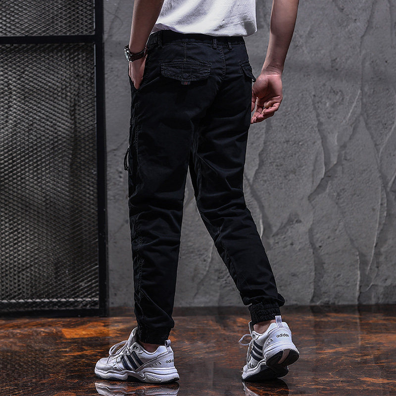2021新款工装长裤男宽松痞帅窄脚透气纯色9390-P85（控价低122,男装休闲裤,电商B247