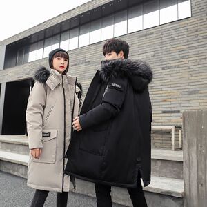 2021电商B247冬季新款中长款大毛领保暖休闲羽绒服情侣款896-P155图片