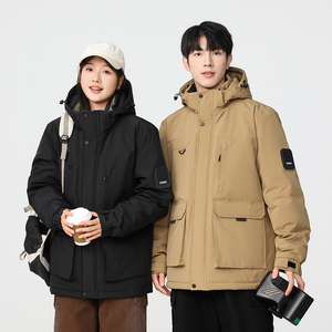 冬季暖标防风防寒白鸭绒连帽外套羽绒服情侣款B247-5322-p325