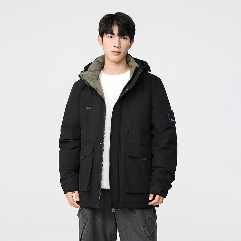 冬季暖标防风防寒白鸭绒连帽外套羽绒服情侣款B247-5322-p325，男装羽绒服，电商B247