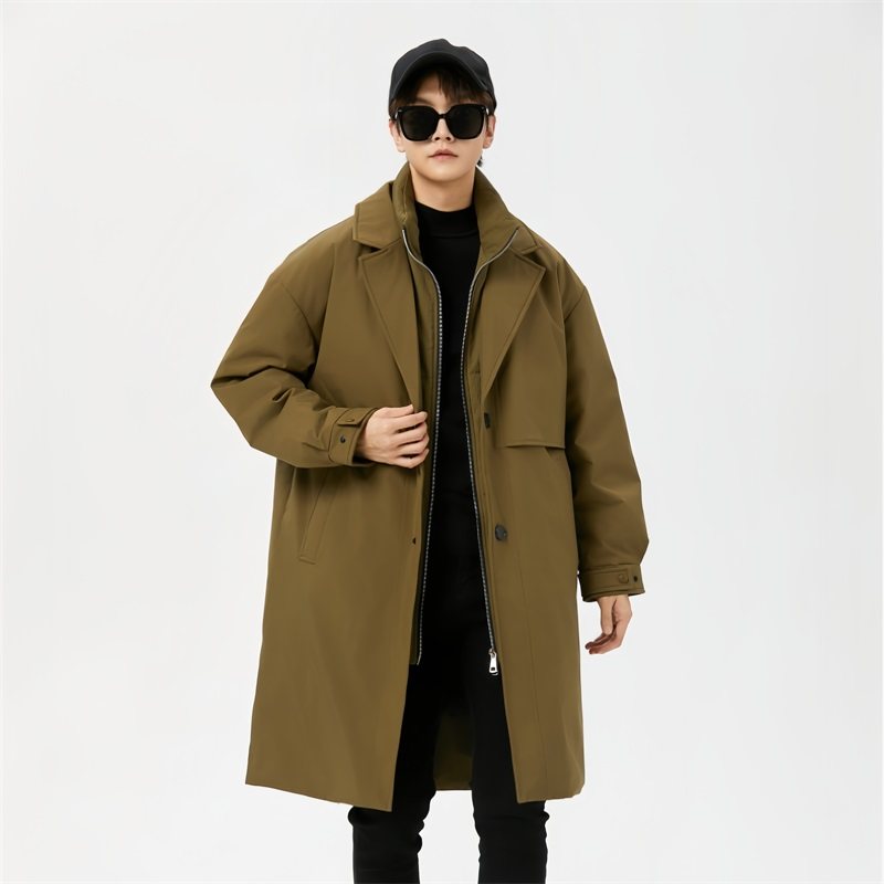 冬季标90白鸭绒连帽长款羽绒服情侣款潮带B247-26-9-p225,男装羽绒服,电商B247
