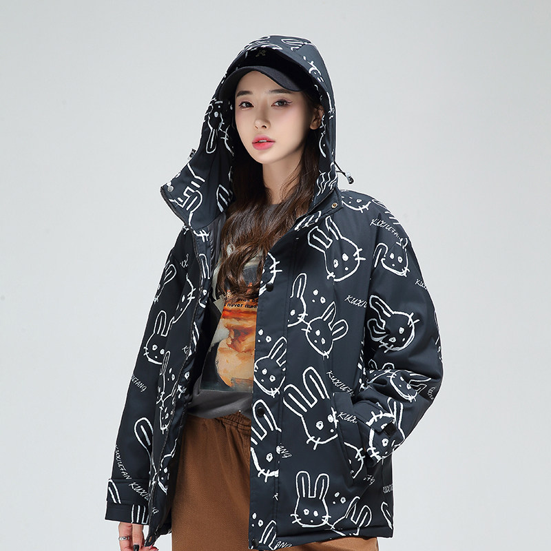 冬季防风保暖标白鸭绒连帽外套满印羽绒服情侣款B247-235-p125,男装羽绒服,电商B247