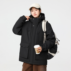 冬季暖标防风防寒白鸭绒连帽外套羽绒服情侣款B247-5322-p325图片