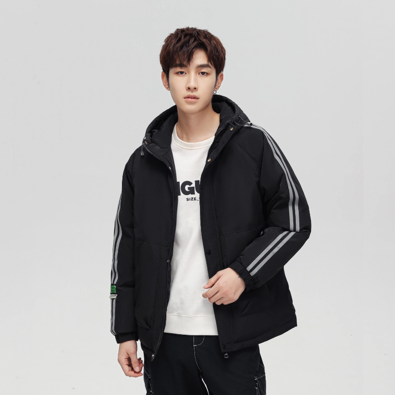 冬季防风保暖标白鸭绒连帽外套袖条羽绒服情侣款B247-236-p125,男装羽绒服,电商B247