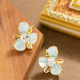 银针韩版 超仙甜美小清新镶锆石滴油花卉耳钉女爆闪高级感轻奢