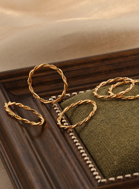 ins清新简约小众双线麻花戒指女时尚个性高级叠戴指环