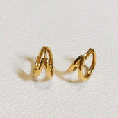 S925银 冷淡风双层圆圈 耳环气质几何耳扣个性 法式 高级感简约时尚