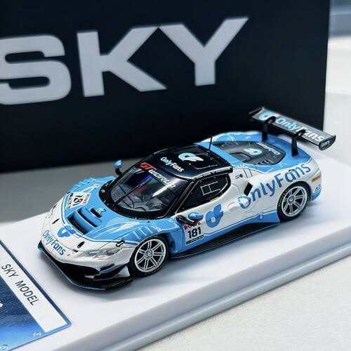 SKY 法拉利296gt3 onlyfans蓝白涂装 1/64比例合金车模 即将到货