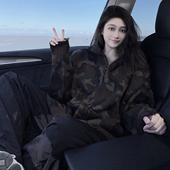 DYXY美式 高街复古迷彩破洞设计感针织开衫 毛衣破坏风潮牌外套ins