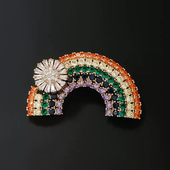 韩国水晶彩虹胸针气质女可爱日系个性 开衫 别针小众设计感胸花配饰