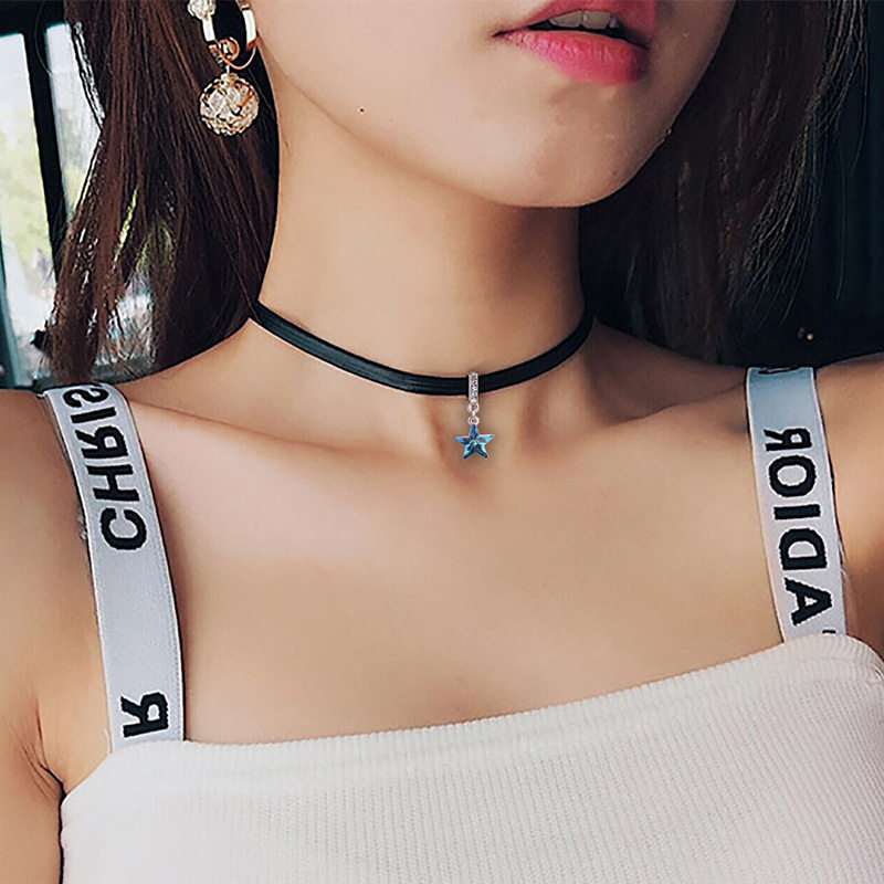 水晶星星choker网红项链颈链项圈冷淡风锁骨链女短款颈带简约韩国