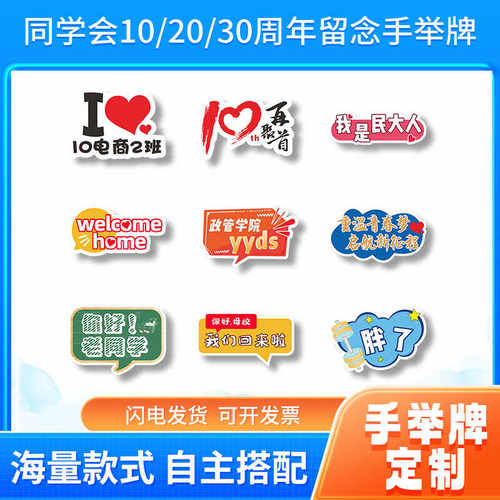 同学聚会毕业10/20/30周年手举牌