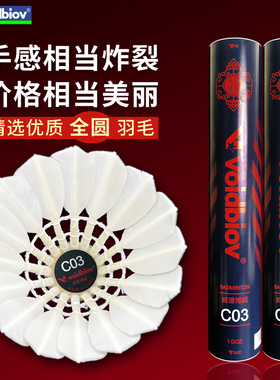 voidbiov羽毛球C03亚3鹚鸪鸭全圆手感超好耐打飞行稳定鹅毛比赛红