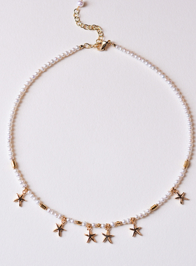 淡水珍珠五角星锁骨项链原创小众