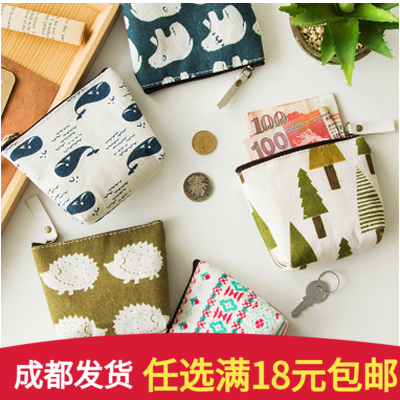 韩版迷你学生帆布卡通风硬币包