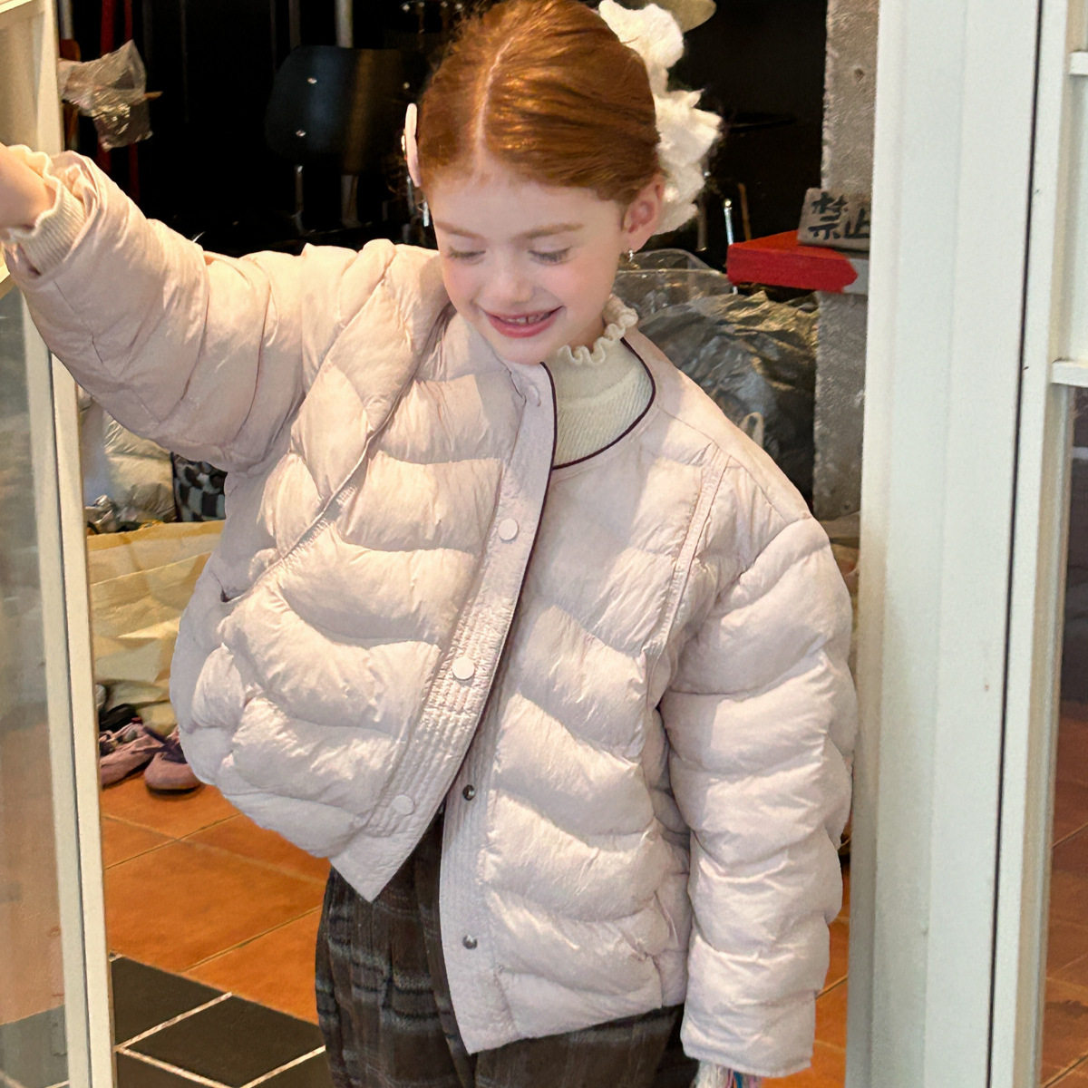 2025冬季女童无领排骨面包棉服