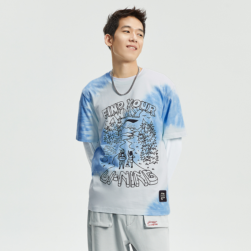 李宁男女同款短袖上衣CTM联名款运动生活系列纯棉常规型AHSR895