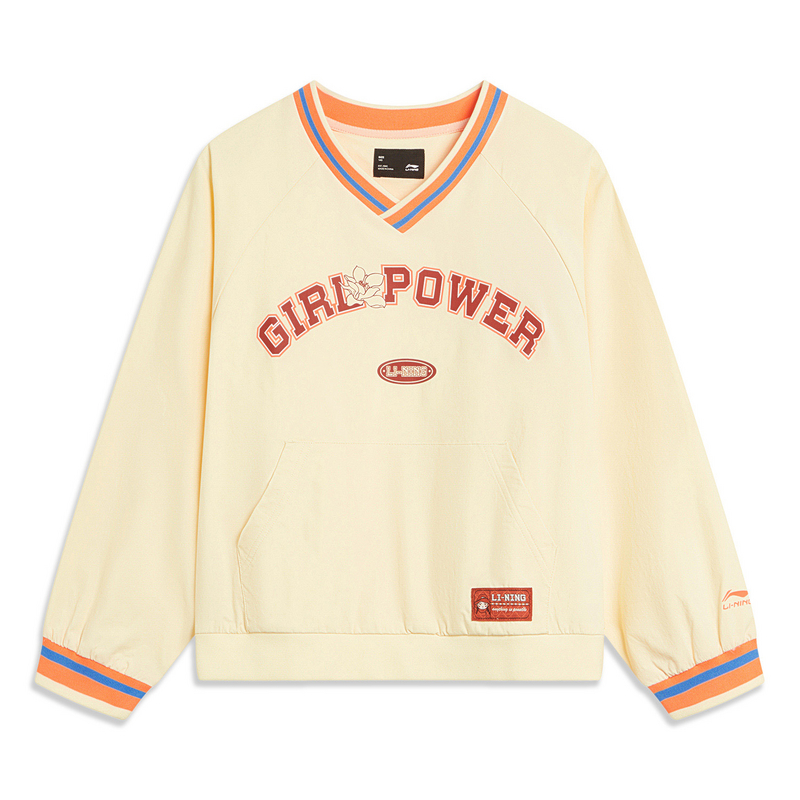 LI-NING/李宁运动潮流系列女大童休闲宽松长袖套头衫YAET004-B品