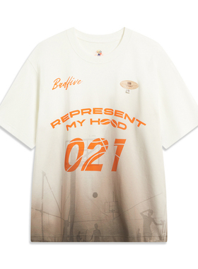 李宁短袖T恤男秋季篮球系列舒适透气宽松短袖文化衫AHST925--B品