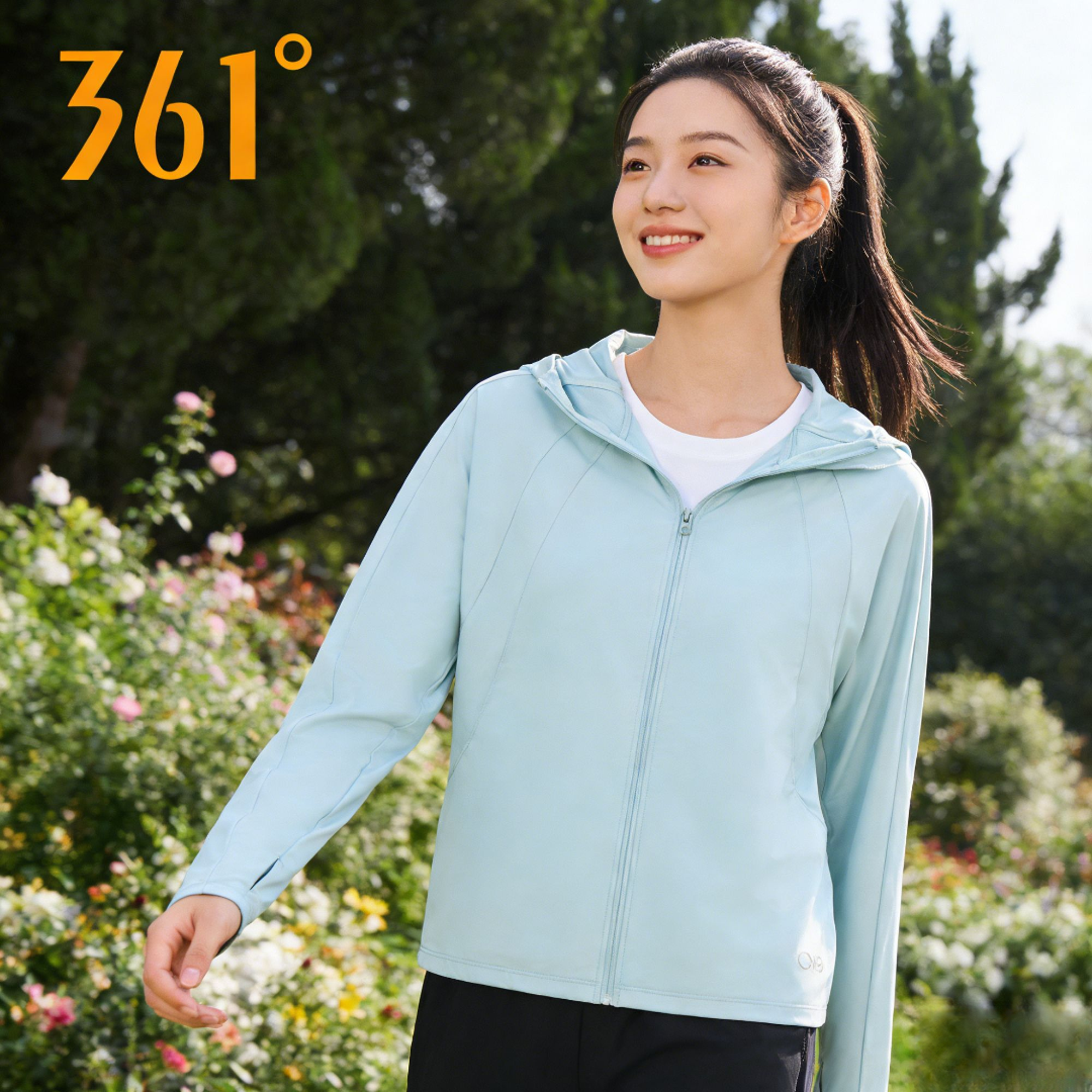 361度运动风衣女夏季新款连帽外套宽松透气休闲上衣防晒562424606