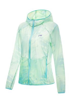 李宁跑训系列女子运动风衣23夏季轻薄透气连帽外套AFDT186-B品