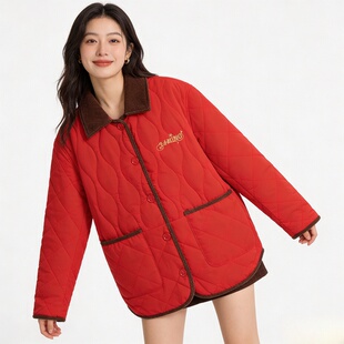 李宁棉服春新款日进斗金女士时尚潮流运动常规休闲棉夹克AJMV022-