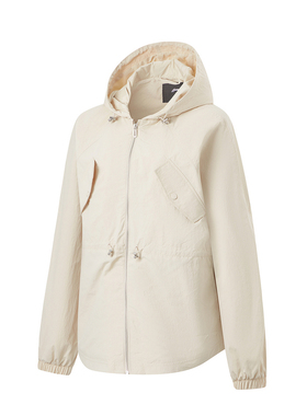 李宁女子2024新款反光防泼水防风连帽运动夹克外套AFDU084--B品