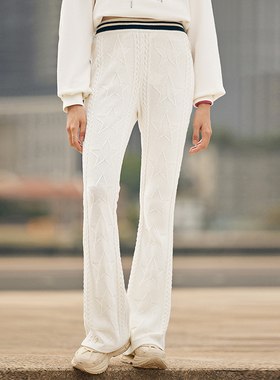 LI-NING/李宁女子运动生活系列贴身休闲百搭编织长裤AMBT242-B品