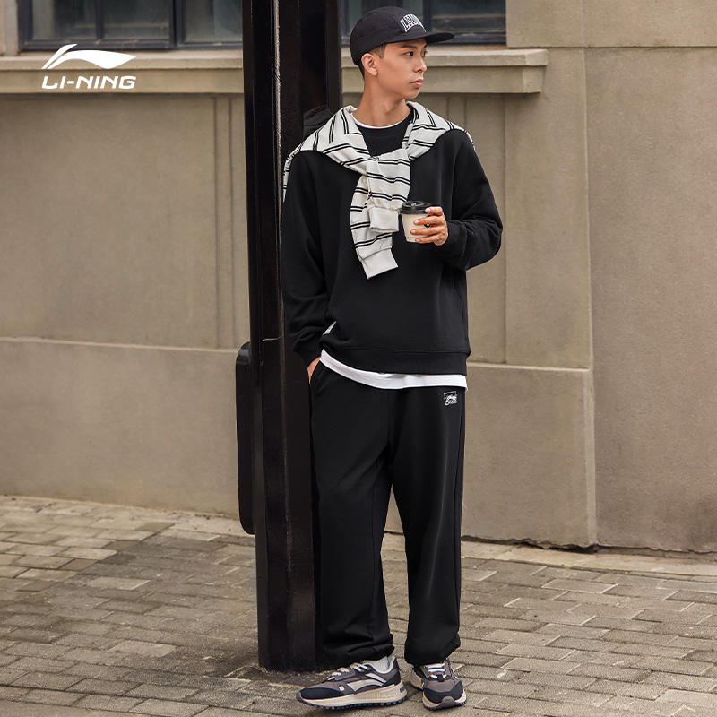 李宁秋男子休闲裤长裤舒适时尚宽松透气裤子运动裤AKLTB23