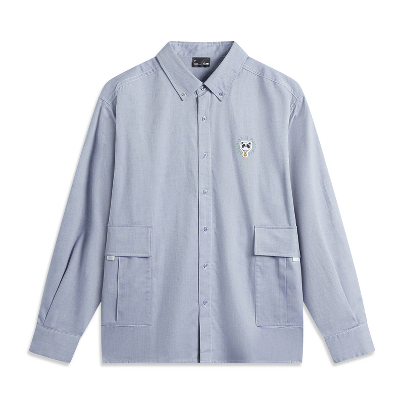 李宁衬衫秋季男子时尚系列舒适透气简约宽松休闲衬衫ASHU547-B品