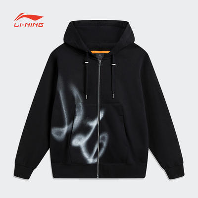 李宁秋冬卫衣男子韦德系列宽松休闲开衫连帽加绒运动服AWDTD21