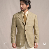 CULTUM秋冬加厚易打理宽肩格子西服男士 粗纺全羊毛 西装 1930s
