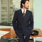 男 CULTUM可机洗通勤双排扣编织纹西服套装 70%澳洲羊毛 半麻衬