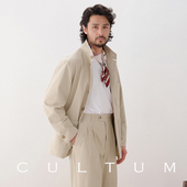 慵懒松弛感透气棉麻 CULTUM复古极简老钱风立领伯爵夹克外套男