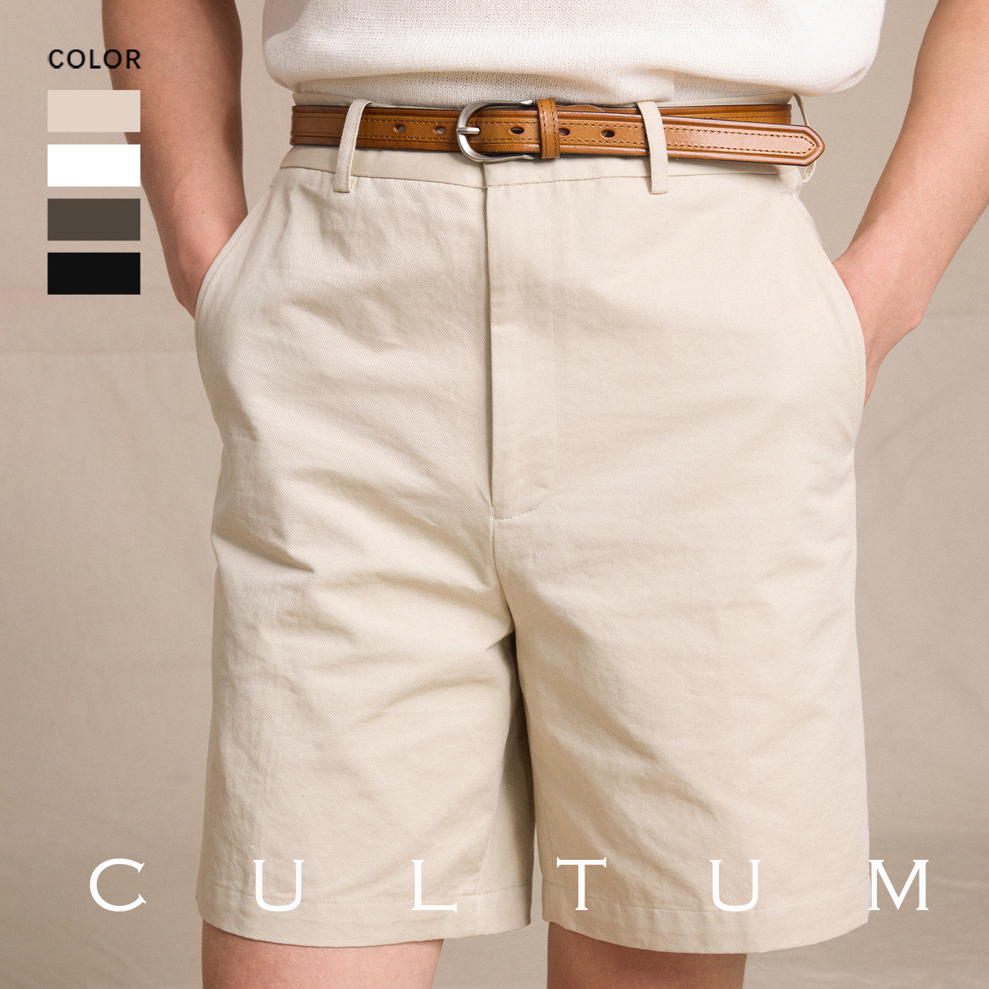 【100%精梳棉】CULTUM意式高密纺织透气通勤休闲百搭短裤男款夏