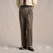 男 CULTUM加厚双褶好莱坞休闲条纹直筒西裤 1930s 530g重70羊毛