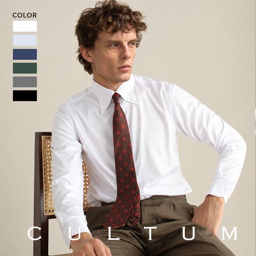 CULTUM扣领尖领长袖商务休闲衬衫