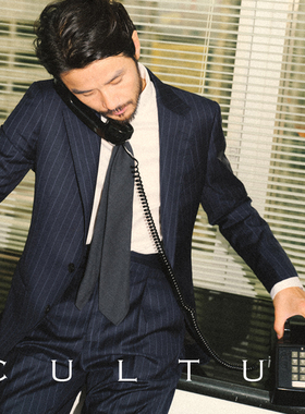 【70%澳洲羊毛 半麻衬】CULTUM可机洗免熨烫通勤竖条纹西服套装男