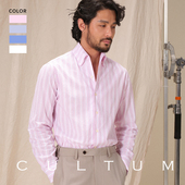 全棉柔软 免烫抗皱 CULTUM意式 一片领商务条纹衬衫 男休闲衬衣